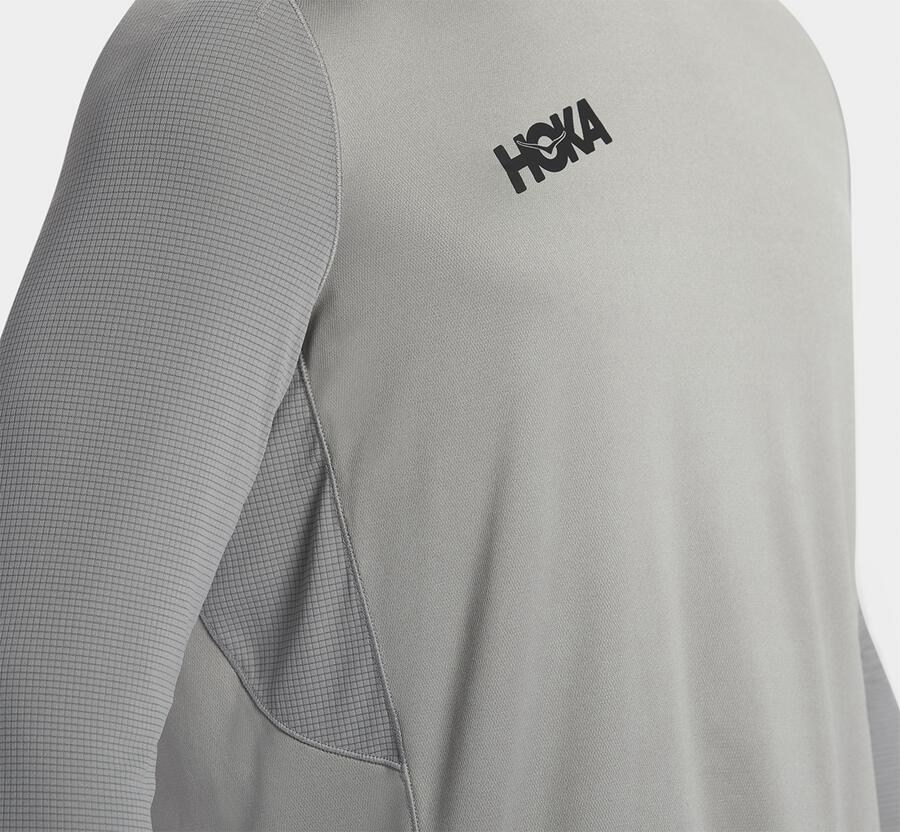 Hoka One One Performance Lång Sleeve Top Herr - Grå - UVANY-0723